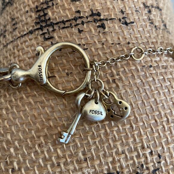 Fossil Red Beaded Necklace with Gold Tone Flower Charm - Picture 5 of 5